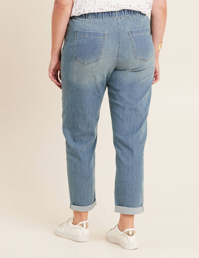 Jean coupe mom 7/8&egrave;me denim double stone femme