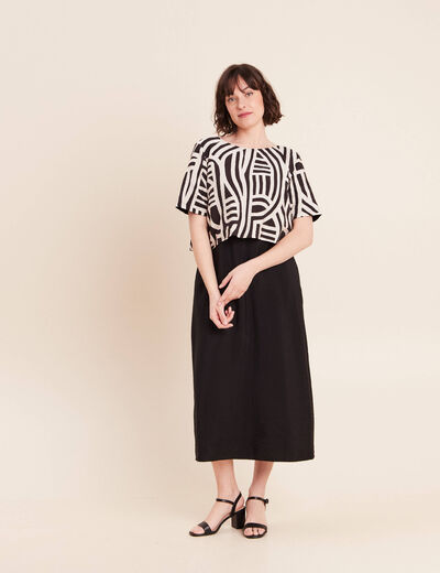 Robe longue r&eacute;versible et amovible noir femme