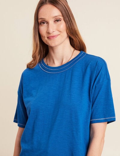 T-shirt manches courtes bleu femme