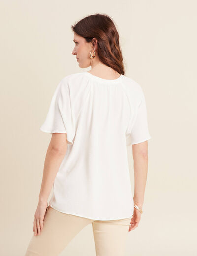 Blouse manches courtes ecru femme