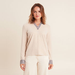 T-shirt manches longues creme femme
