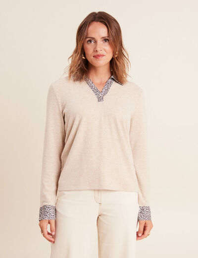 T-shirt manches longues creme femme