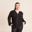 T-shirt col v manches longues noir femme