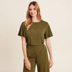 T-shirt manches courtes vert olive femme