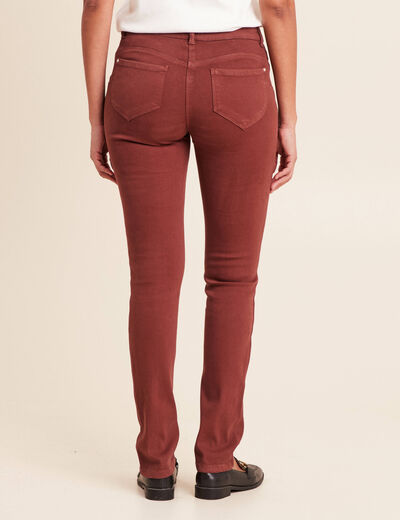 Jean coupe ajust&eacute;e taille bascul&eacute;e marron femme