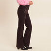 Pantalon coupe bootcut &agrave; pont marron fonc&eacute; femme