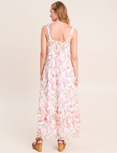 Robe longue &eacute;vas&eacute;e sans manches doubl&eacute;e multicolore femme