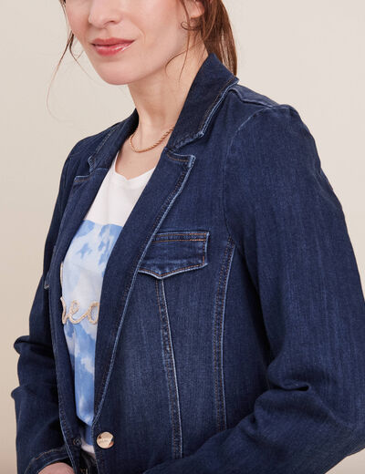 Veste tailleur en jean denim brut femme