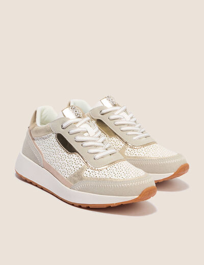 Baskets aspect daim beige femme