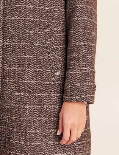 Manteau col montant doubl&eacute; marron femme