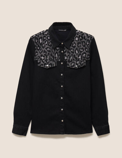 Chemise en jean manches longues noir femme