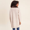 Gilet droit long col chemise beige femme