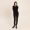 Pull col rond manches longues noir femme