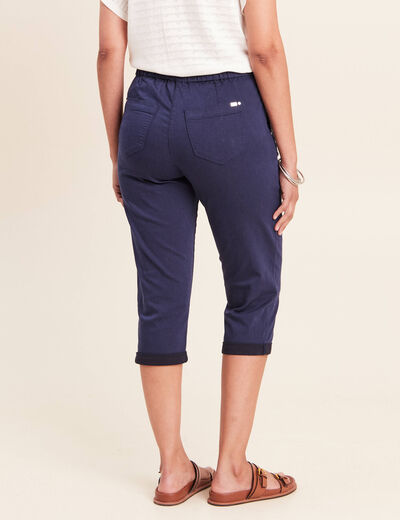 Pantacourt coupe mom large bleu marine femme