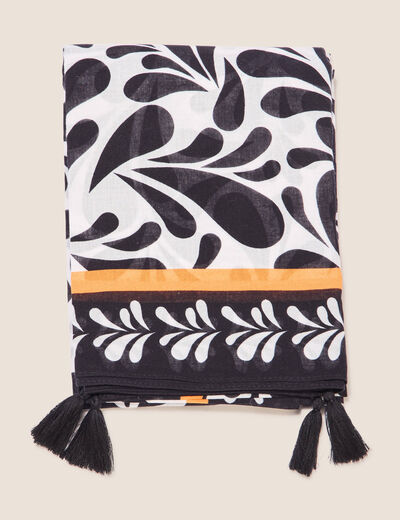 Foulard à pampilles noir femme