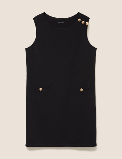 Robe droite courte sans manches col rond noir femme