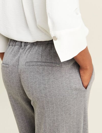 Pantalon loose taille bascul&eacute;e gris femme