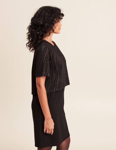 Robe bi-mati&egrave;re droite noir femme