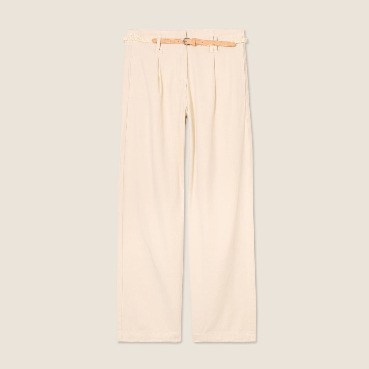 Pantalon large 7/8ème à pinces ivoire femme