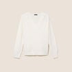 Pull col v manches longues ecru femme