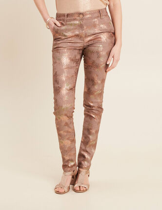 Pantalon ajust&eacute; marron femme
