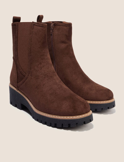 Bottines chelsea crant&eacute;es marron fonc&eacute; femme