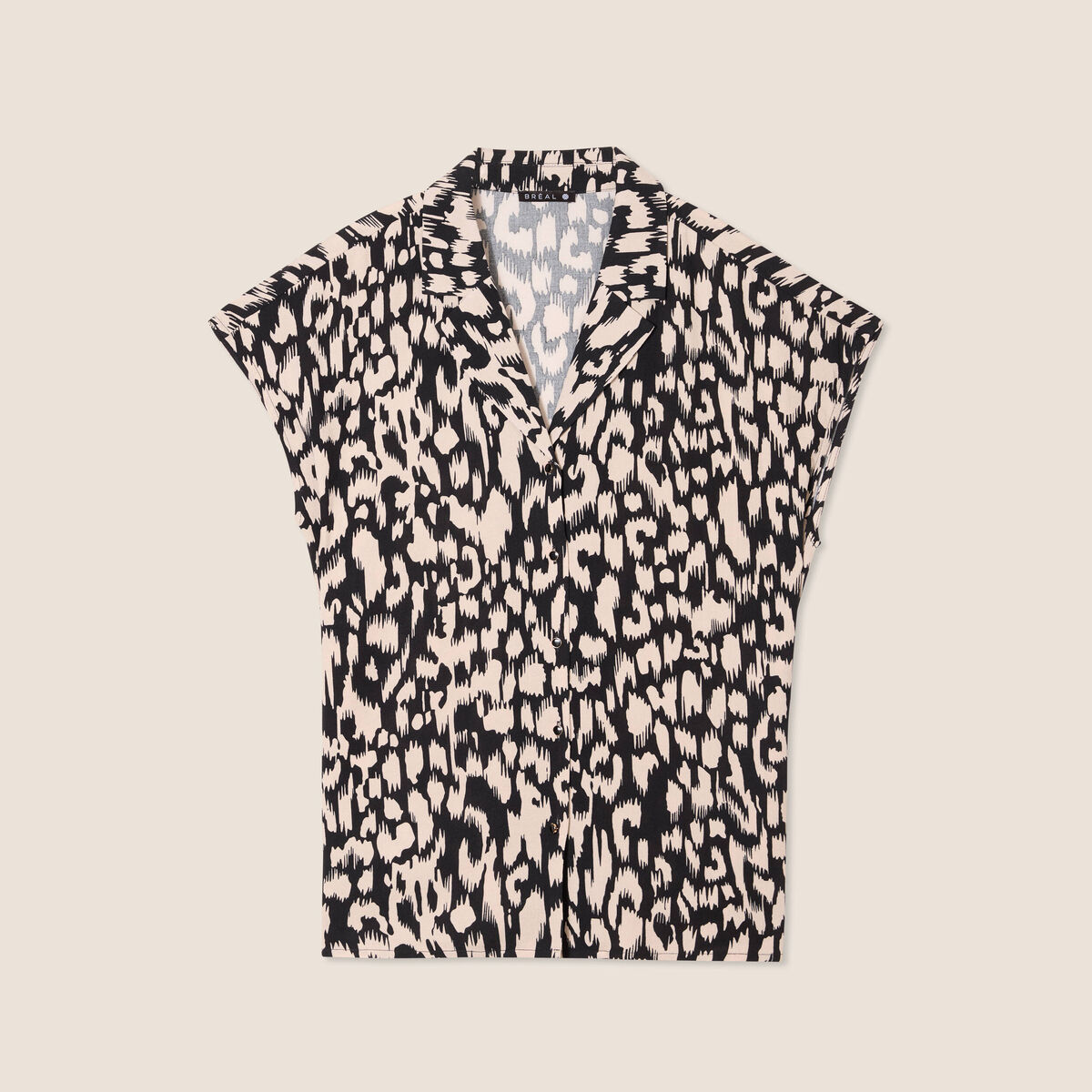 Chemise crêpe manches courtes noir femme