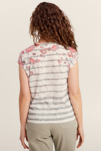 T-shirt manches courtes ecru femme