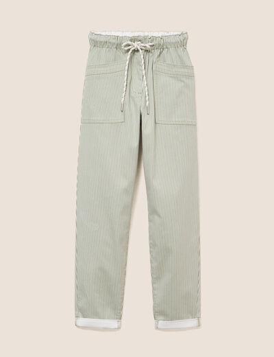 Pantalon coupe mom 7/8&egrave;me vert femme