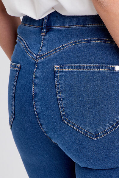 Pantalon léger taille haute 7/8ème denim double stone femme