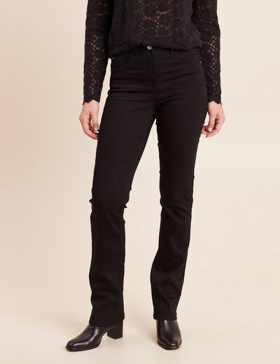 Jean coupe droite taille haute noir femme