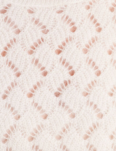 Pull manches longues ajour&eacute; ecru femme