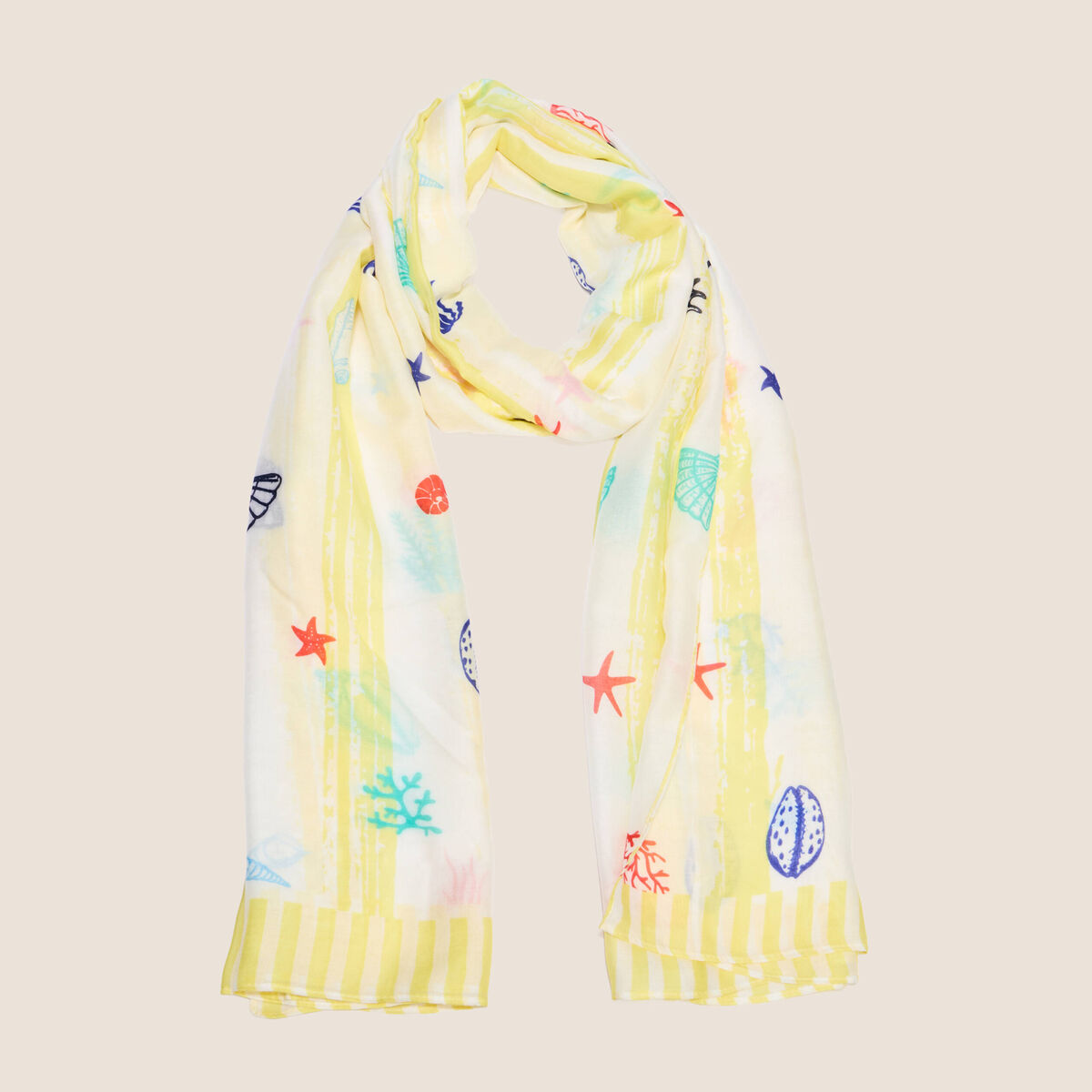 Foulard ou Par&eacute;o jaune pastel femme