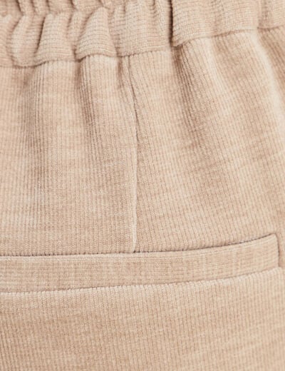 Pantalon loose en velours beige femme