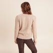 Pull col tunisien manches longues beige femme