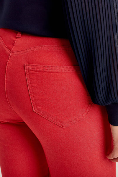 Pantalon léger taille standard 7/8ème rouge femme