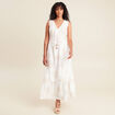 robe évasée col V doublée beige femme