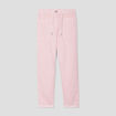 Pantalon coupe droite à coulisse rose pastel femme