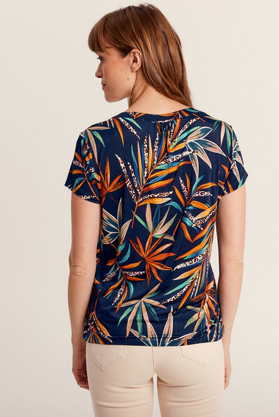 T-shirt manches courtes bleu marine femme