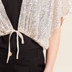 Veste kimono courte sequins couleur or femme