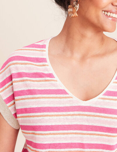 T-shirt manches courtes rose femme