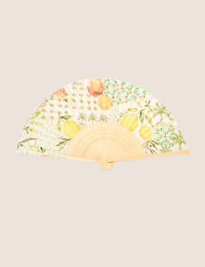 Eventail imprimé jaune citron femme