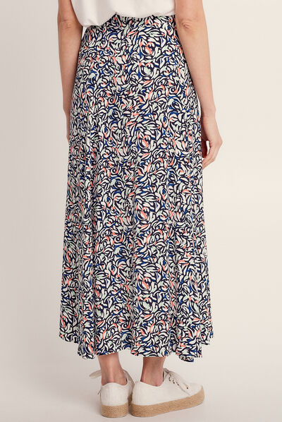 Jupe longue évasée bleu femme