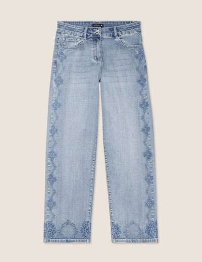 Jean large 7/8ème denim double stone femme