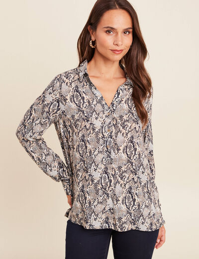Blouse fluide manches longues beige femme