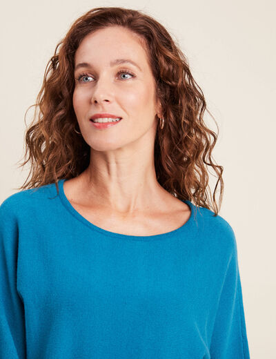 Pull manches longues bleu canard femme