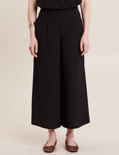 Pantalon large élastiqué noir femme