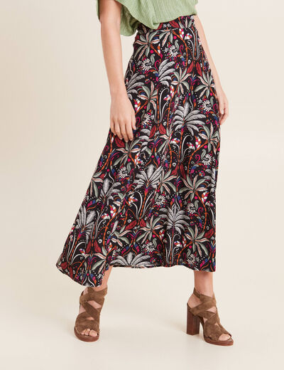 Jupe longue évasée noir femme