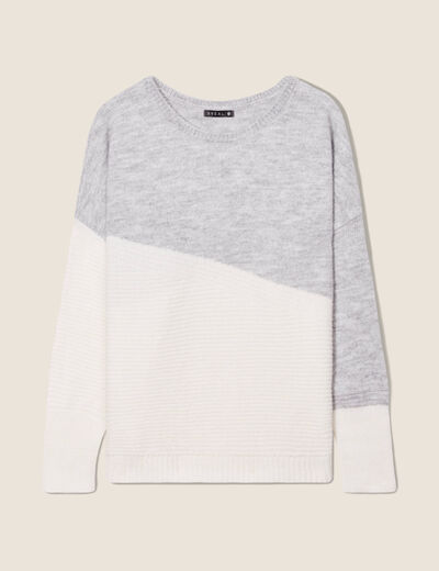 Pull manches longues gris femme