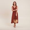 Robe midi &eacute;vas&eacute;e satin marron fonc&eacute; femme